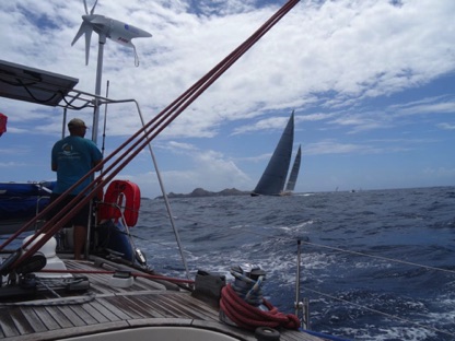 Departing St. Barths before race start Departing St. Barths before race start